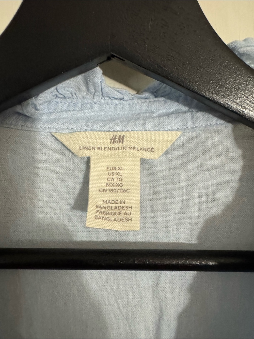 H&M Light Blue Ruffle Sleeve Button-Front Blouse - Picture 2 of 2